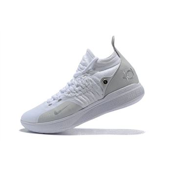 Men's Nike KD 11 White/Chrome-Pure Platinum Basketball Shoes