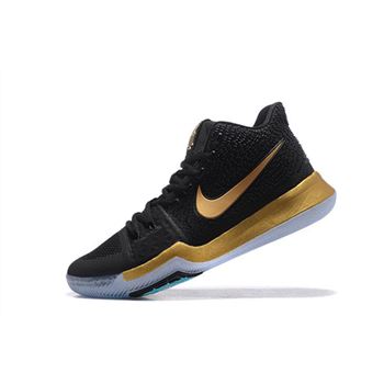 Newest Nike Kyrie 3 Black/Metallic Gold Men's Basketball Shoes