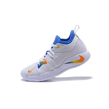Nike PG 2 White Blue Orange Paul George Basketball Shoes