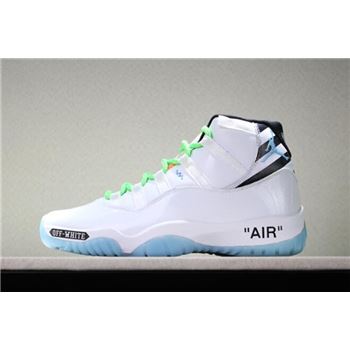 Custom Off-White x Air Jordan 11 White/Legend Blue/Black/Green
