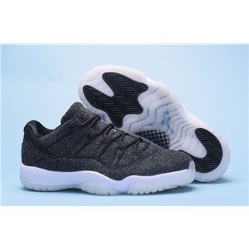 New Air Jordan 11 Low Wool Dark Grey/Metallic Silver-Black Basketball Shoes