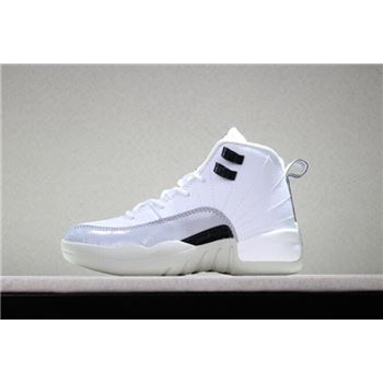 Kid's Air Jordan 12 Barons White/Black-Wolf Grey
