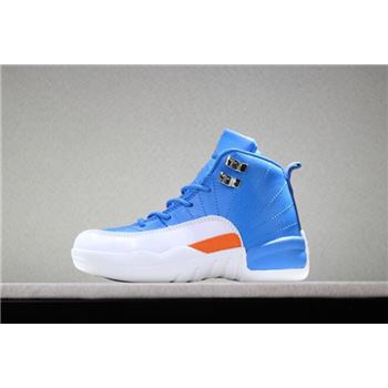 Kid's Air Jordan 12 Blue/White-Orange PE