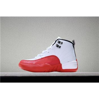 Kid's Air Jordan 12 Cherry White/Gym Red Basketball Shoes