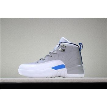 Kid's Air Jordan 12 Wolf Grey/University Blue-White For Sale