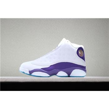 Kid's Air Jordan 13 Hornets PE White Purple Basketball Shoes