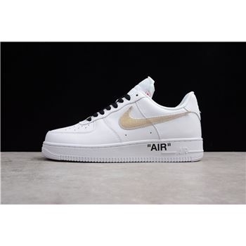 2018 OFF-WHITE x Nike Air Force 1 Low White Black Gold AA8152-700