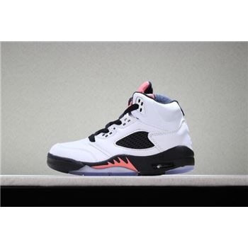 Kid's Air Jordan 5 Retro White/Sunblush-Black Basketball Shoes