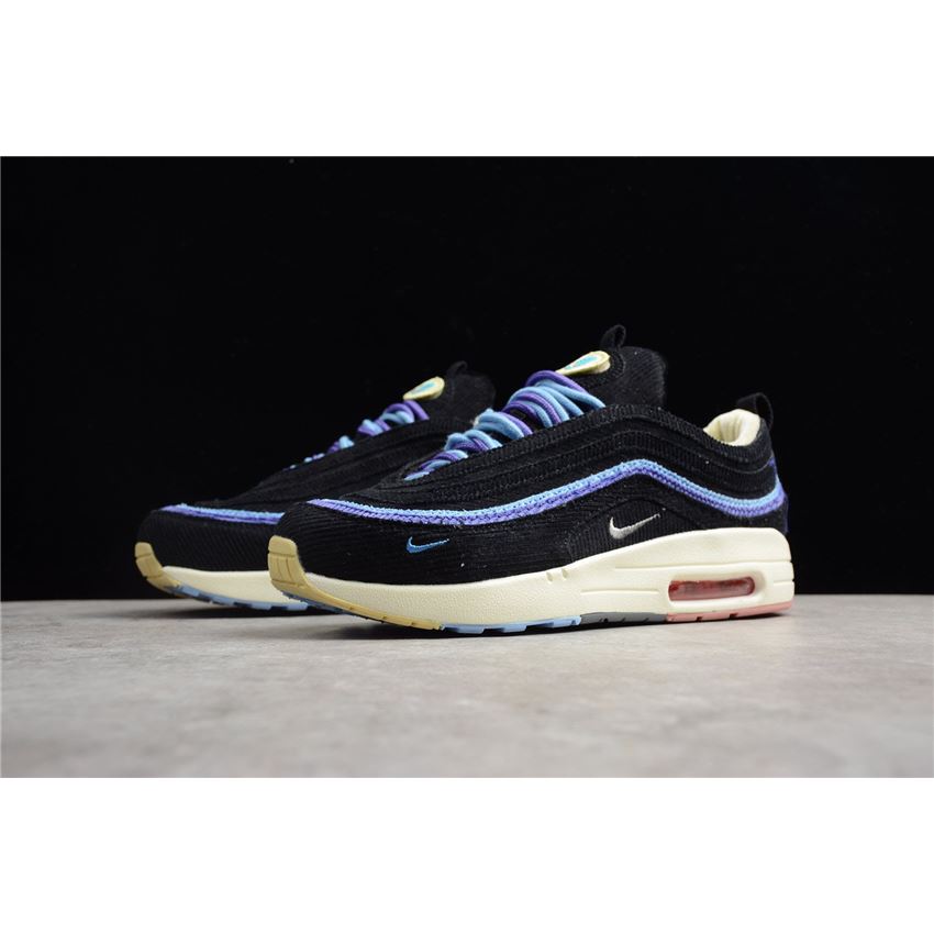 Men's and Women's Nike Air Max 1/97 VF SW Black/Blue AJ4219-045, Nike Factory, Nike Outlet Store