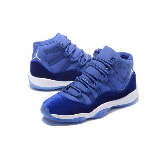 New Air Jordan 11 Velvet Heiress Blue White Basketball Shoes, Nike ...